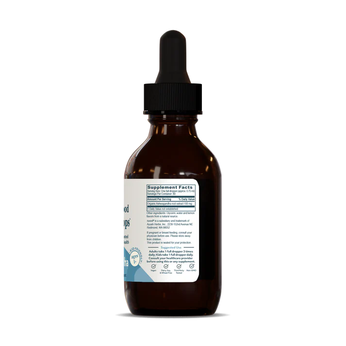 Image of Ashwagandha Drops - Stress & Mood Support 60ml supplement facts