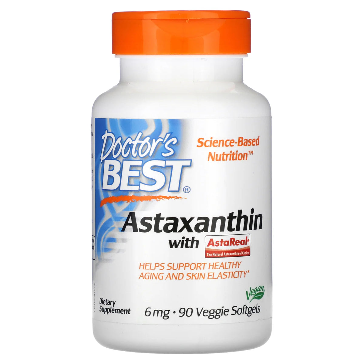 Image of white bottle and cap of Astaxanthin 6mg 90sgcaps