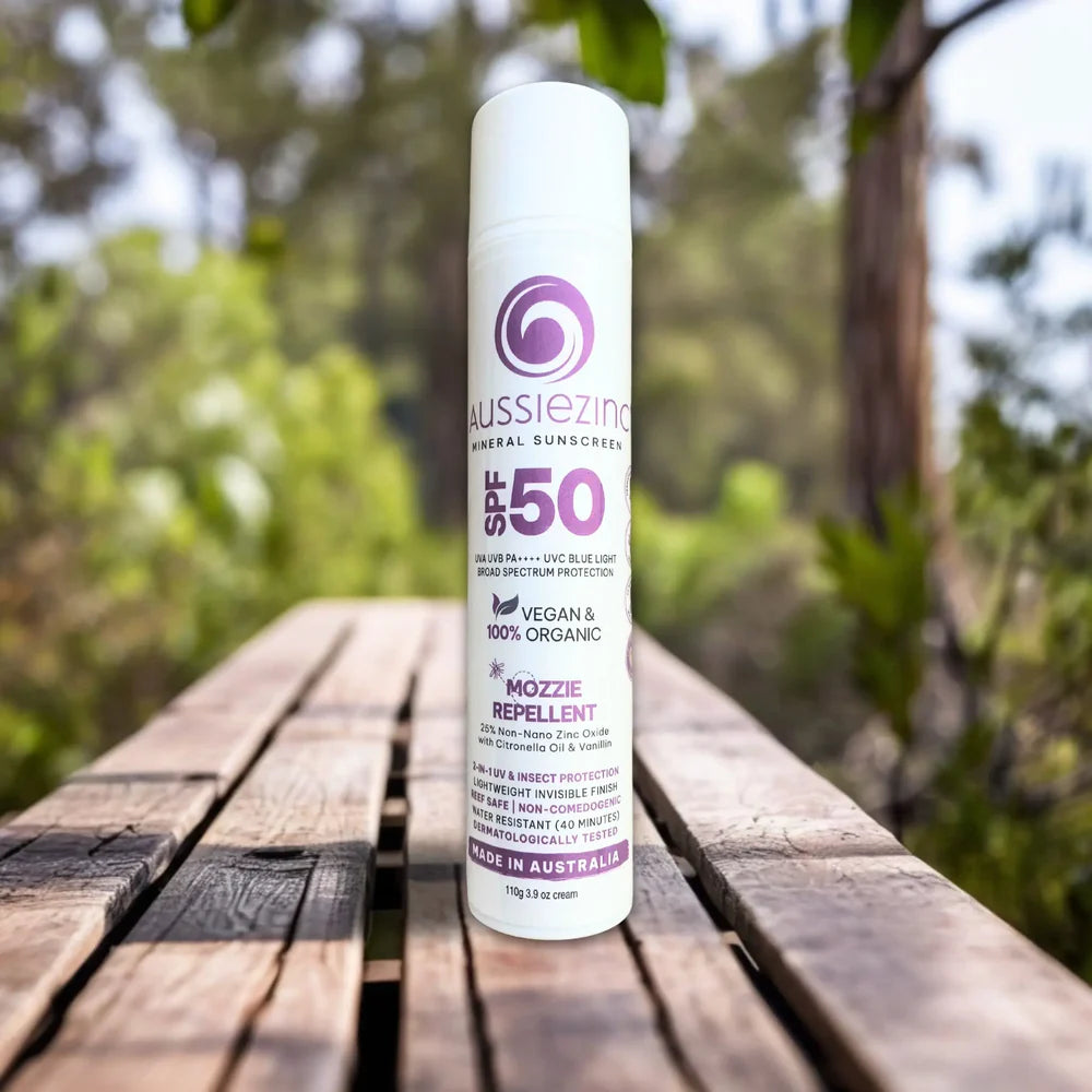 2 in 1 Mozzie Repellent & SPF50+ Organic Mineral Zinc Sunscreen 110g-AussieZinc-Matakana Pharmacy