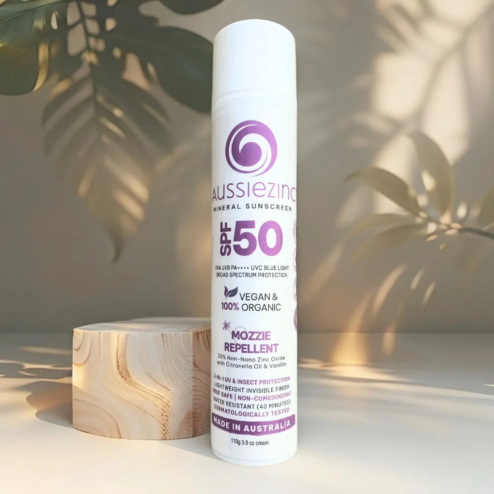 2 in 1 Mozzie Repellent & SPF50+ Organic Mineral Zinc Sunscreen 110g-AussieZinc-Matakana Pharmacy