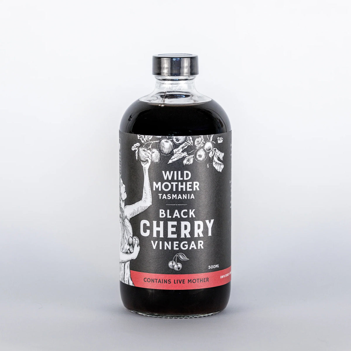 Australian Black Cherry Vinegar 500ml-Wild Mother Tasmania-Matakana Pharmacy