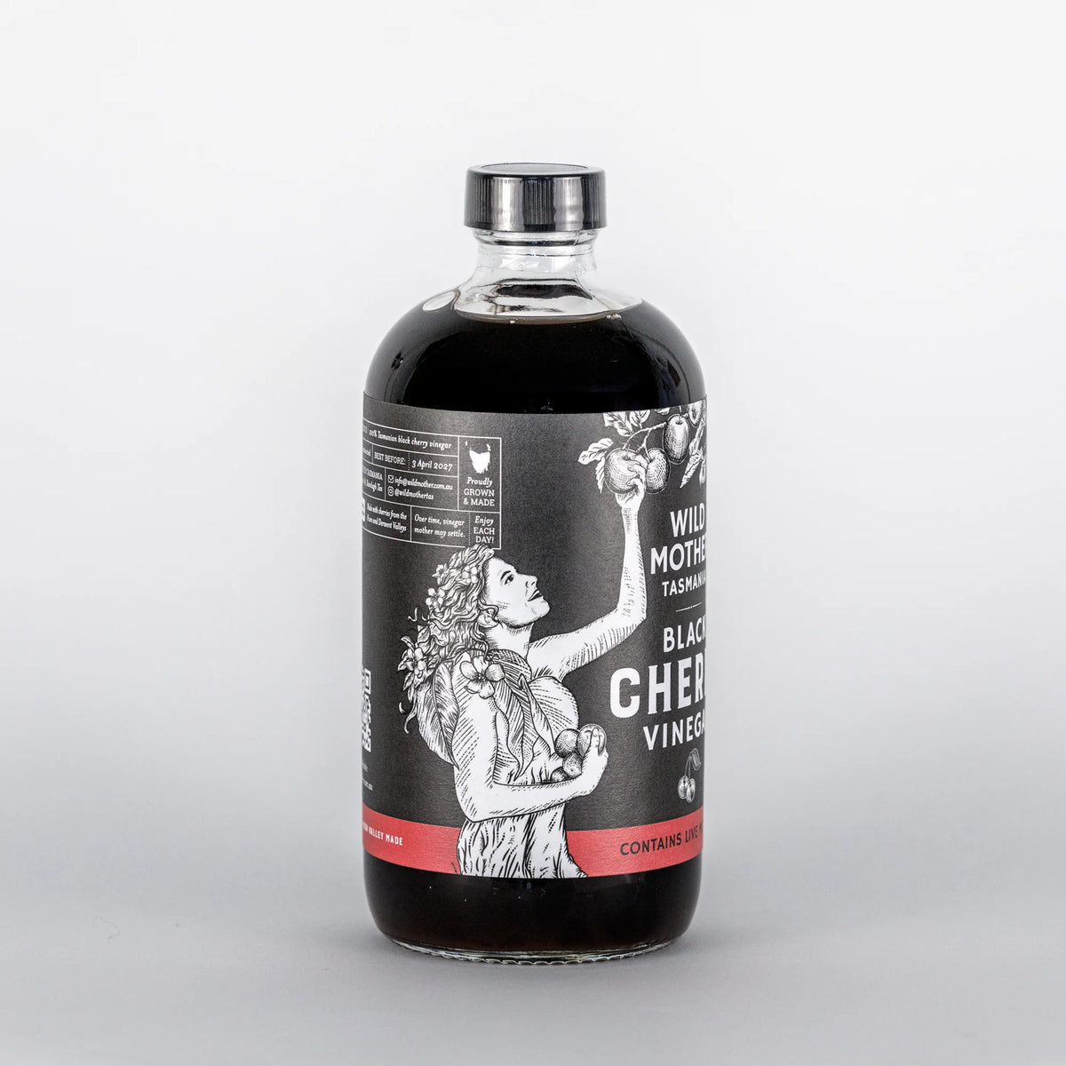 Australian Black Cherry Vinegar 500ml-Wild Mother Tasmania-Matakana Pharmacy