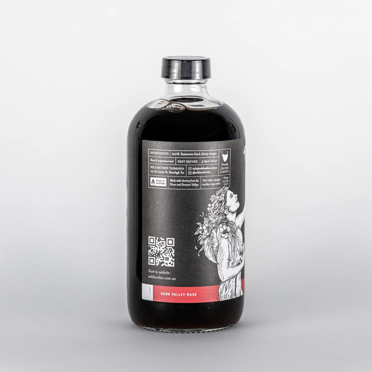 Australian Black Cherry Vinegar 500ml-Wild Mother Tasmania-Matakana Pharmacy