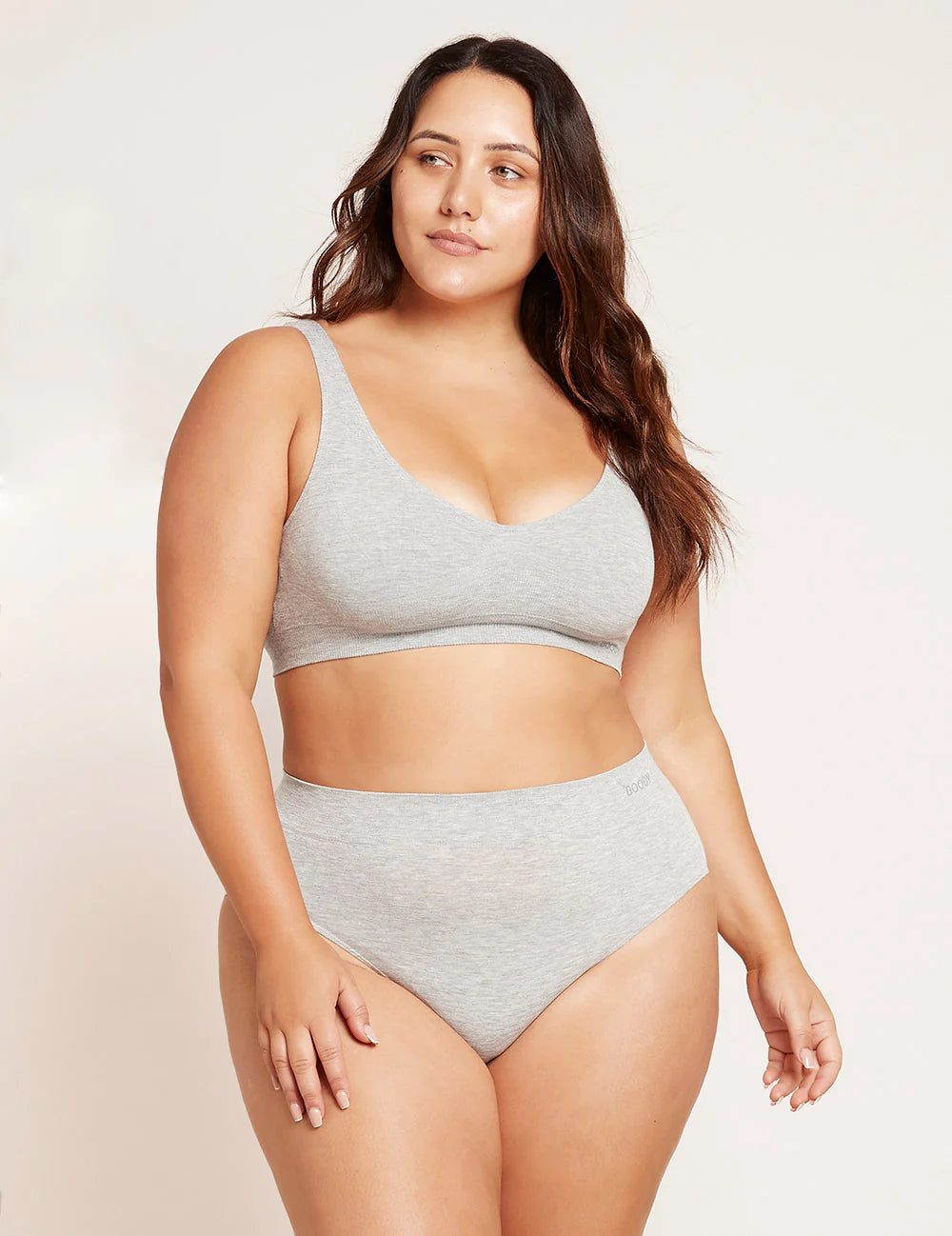 Image of Boody full briefs and bra in light grey marle
