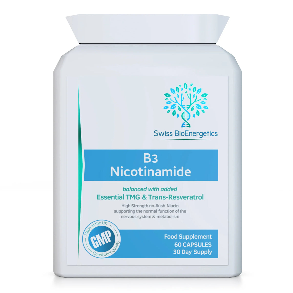 B3 Nicotinamide & TMG & Trans-Resveratrol 60 Capsules-Swiss Bioenergetics-Matakana Pharmacy