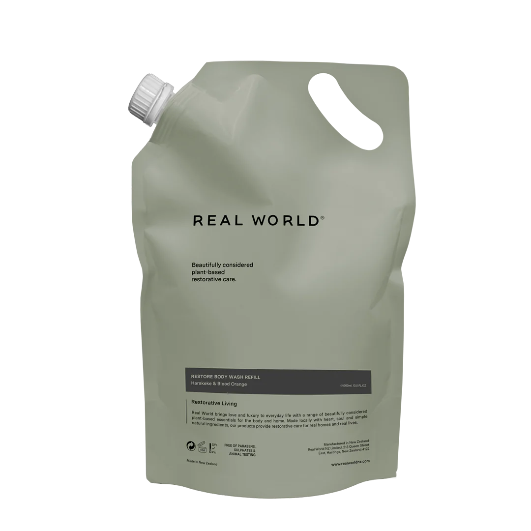 Harakeke & Blood Orange Body Wash Refill 1L-Real World-Matakana Pharmacy