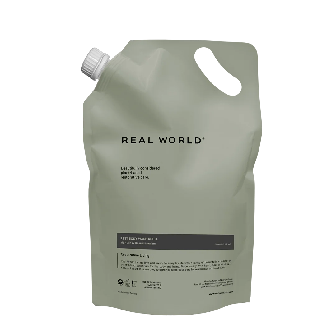 Manuka & Rose Geranium Body Wash Refill 1L-Real World-Matakana Pharmacy