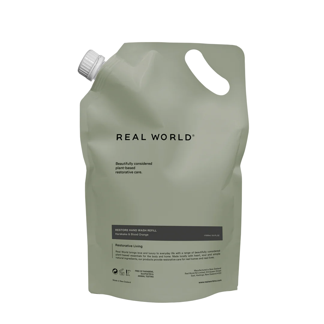 Restore Harakeke & Blood Orange Hand Wash Refill 1L-Real World-Matakana Pharmacy