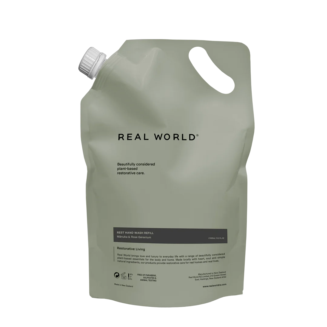 Rest Manuka & Rose Geranium Hand Wash Refill 1L-Real World-Matakana Pharmacy