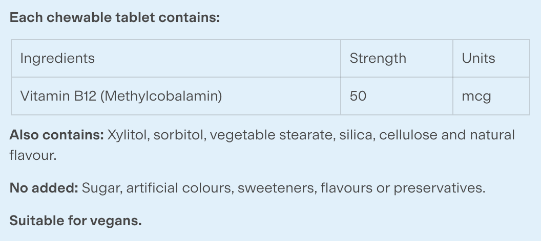 B12 Active 60 Chewables Tablets | Clinicians-Clinicians-Matakana Pharmacy