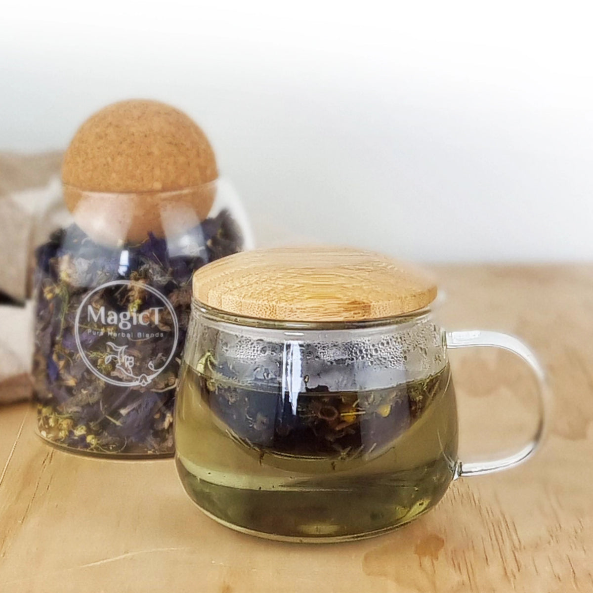 MagicT Wood Lid Glass Infuser Mug 300ml-Magic T-Matakana Pharmacy