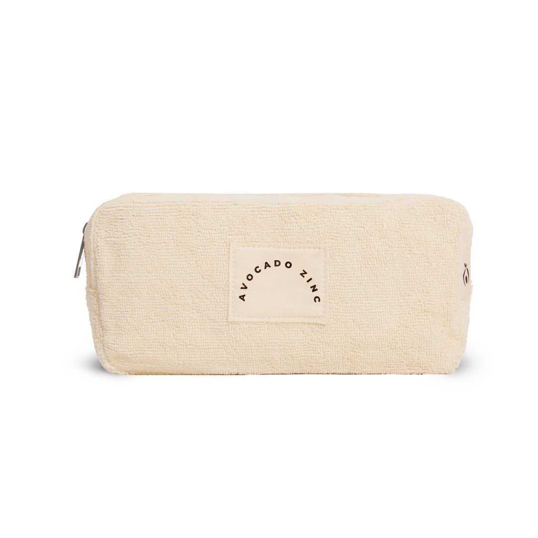 Terry Towelling Beach Pouch Latte-Avocado Zinc-Matakana Pharmacy
