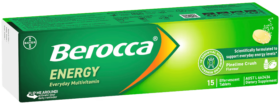 Berocca Energy PineLime Crush 15s-Bayer-Matakana Pharmacy