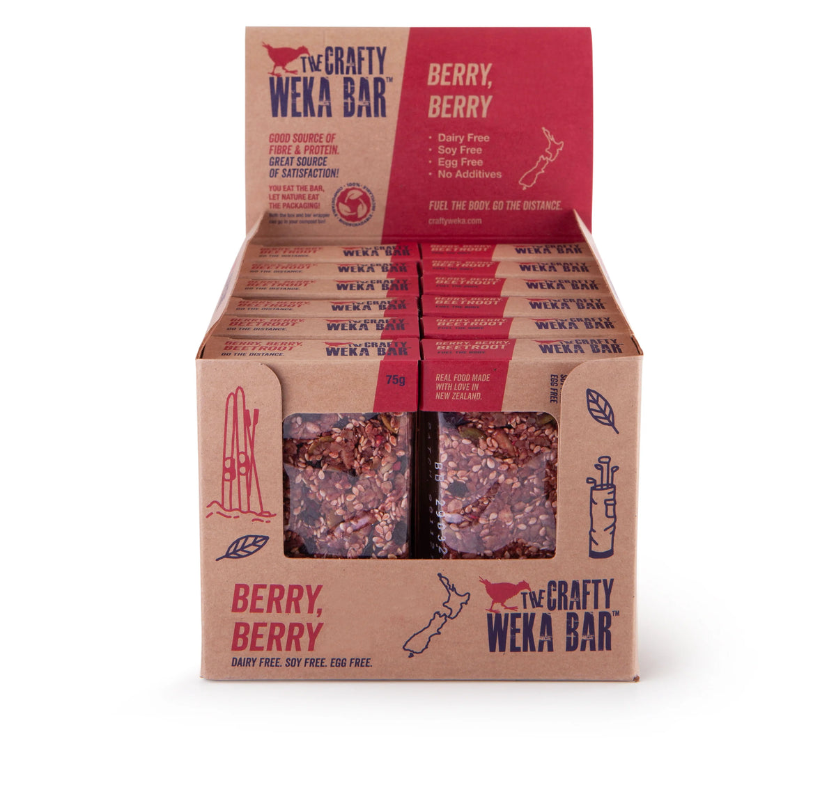 Berry Berry Snack Bar 75g | Crafty Weka-Crafty Weka-Matakana Pharmacy