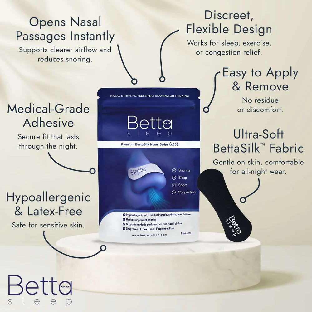 Betta Sleep BettaSilk Nasal Strips | 30 Pack Black-Betta Sleep-Matakana Pharmacy
