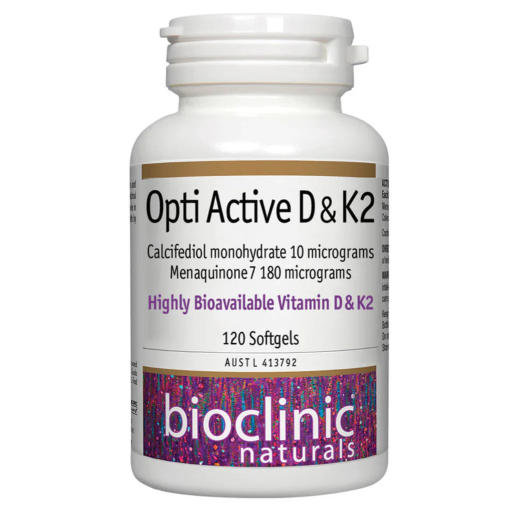 Opti Active D3 & K2 120 Caps-BioClinic Naturals-Matakana Pharmacy