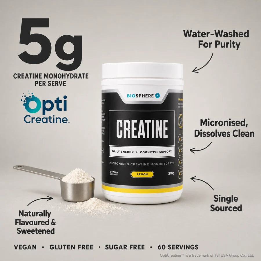 Biosphere Creatine Powder | Lemon 348g-Biosphere-Matakana Pharmacy