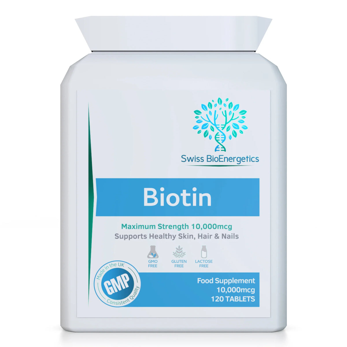 Biotin 10,000 mcg 120 Tablets-Swiss Bioenergetics-Matakana Pharmacy