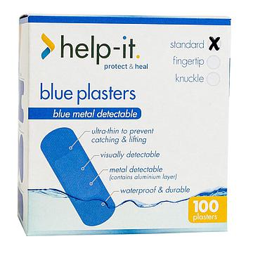 Blue Metal Detectable Standard Plasters Box 100-Help-it-Matakana Pharmacy