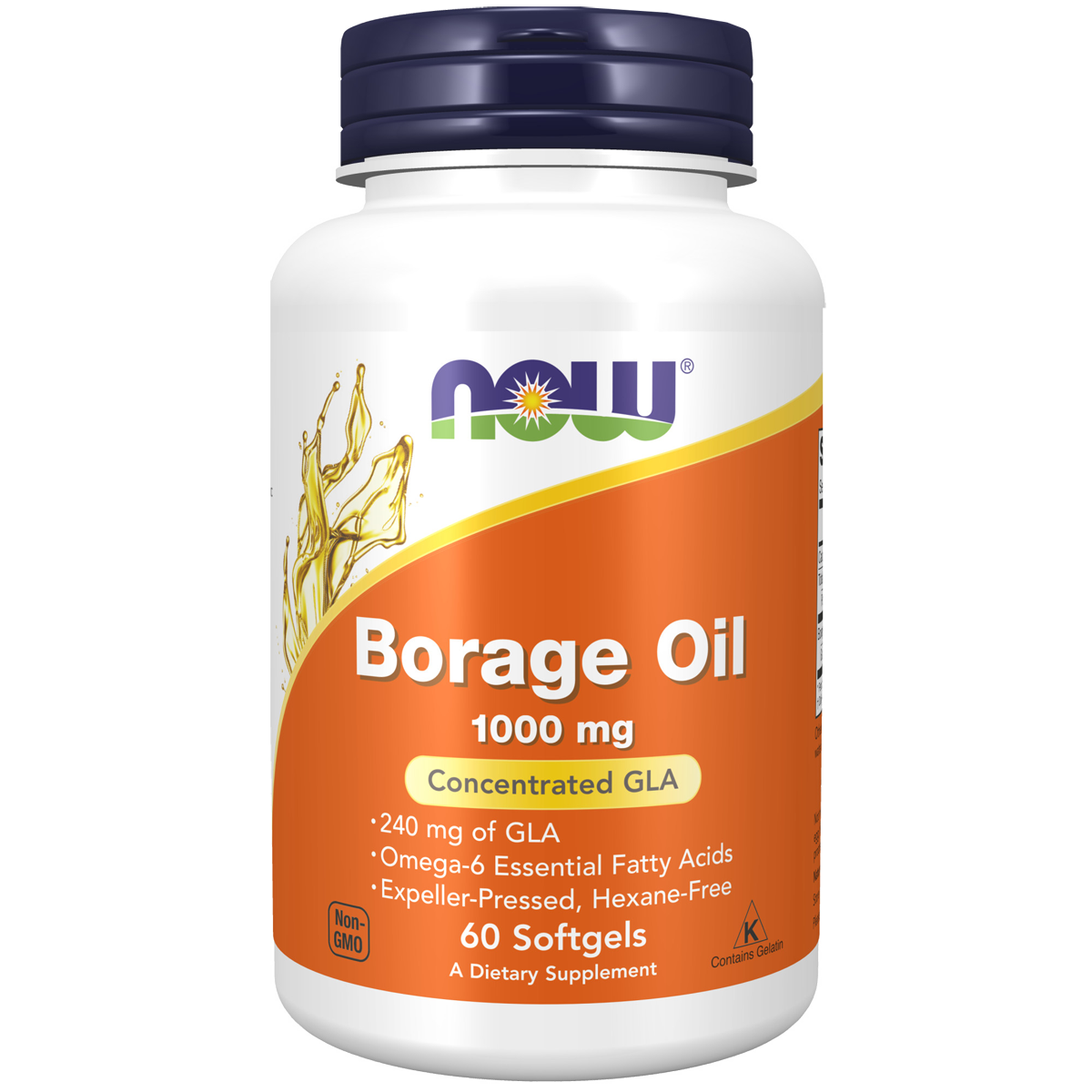 Borage Oil 1000mg 60 softgels-NOW Supplements-Matakana Pharmacy