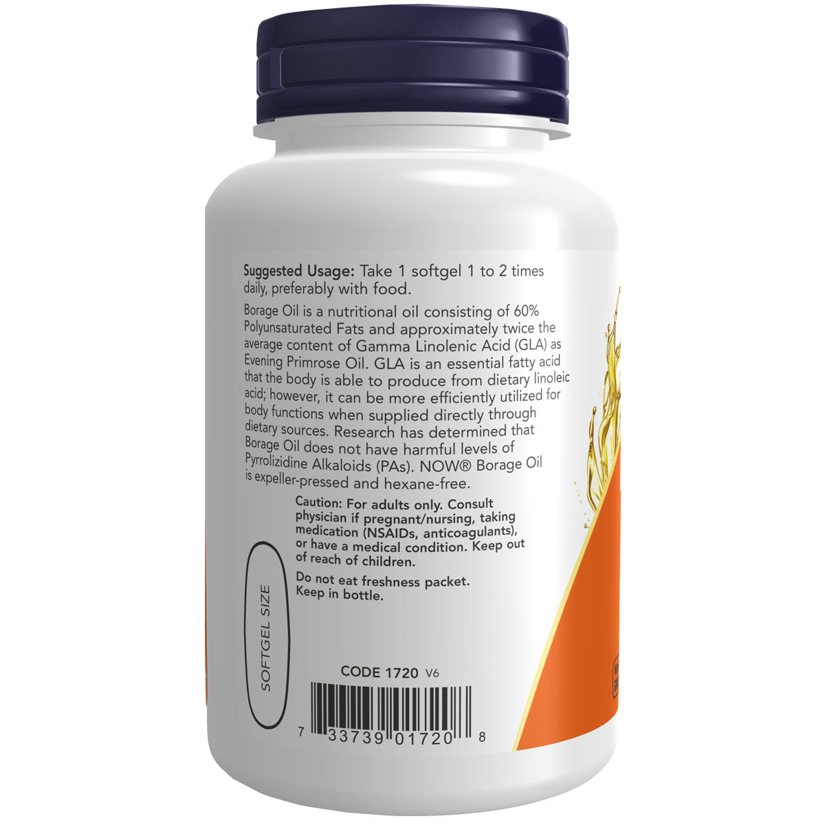Borage Oil 1000mg 60 softgels-NOW Supplements-Matakana Pharmacy