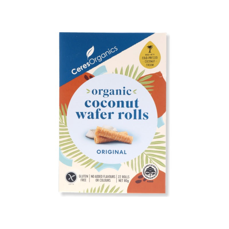 Ceres Organics Organic Coconut Wafer Rolls, Original 80g, front of pack