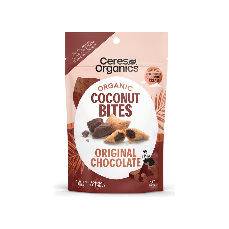 Ceres Organics Organic Coconut Bites, Original Chocolate 60g, front of pack