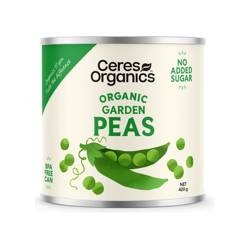 Ceres Organics Organic Garden Peas 420g, front of pack