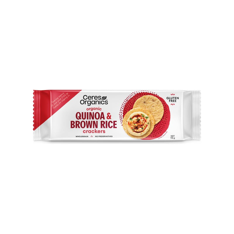 Ceres Organics Organic Quinoa and Brown Rice Crackers 115g, front of pack