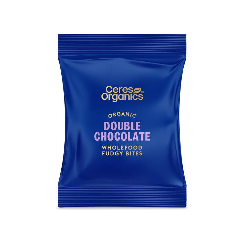 Ceres Organics Organic Wholefood Fudgy Bites, Double Chocolate 30g, front of pack