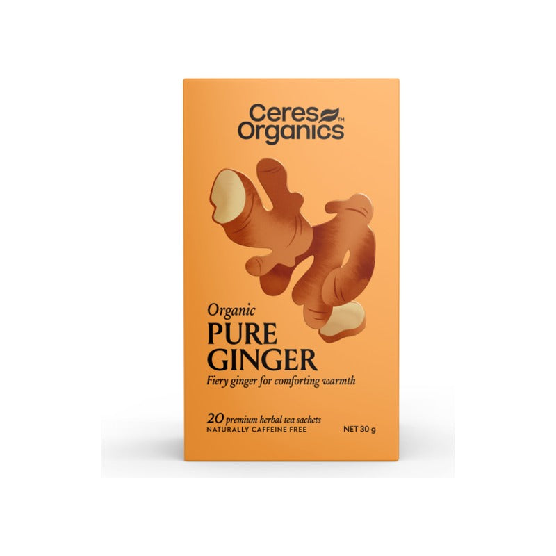 Ceres Organics Organic Pure Ginger Herbal Tea 20 Bags, front of pack