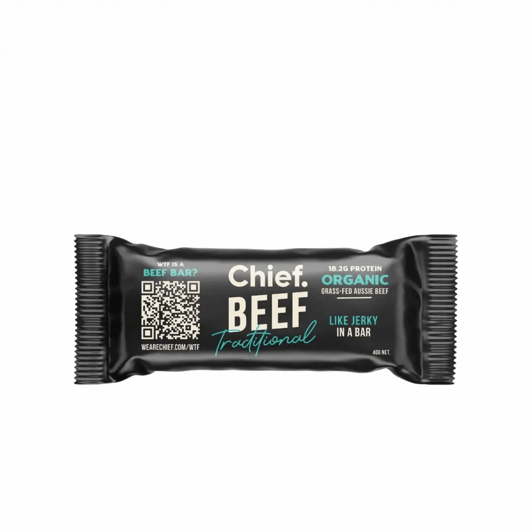 Animation of new packaging of CHIEF Beef Bar 12x40g