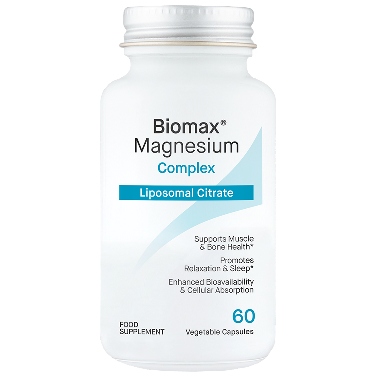 Biomax Liposomal Magnesium Citrate 250mg 60 Capsules, front of the pack