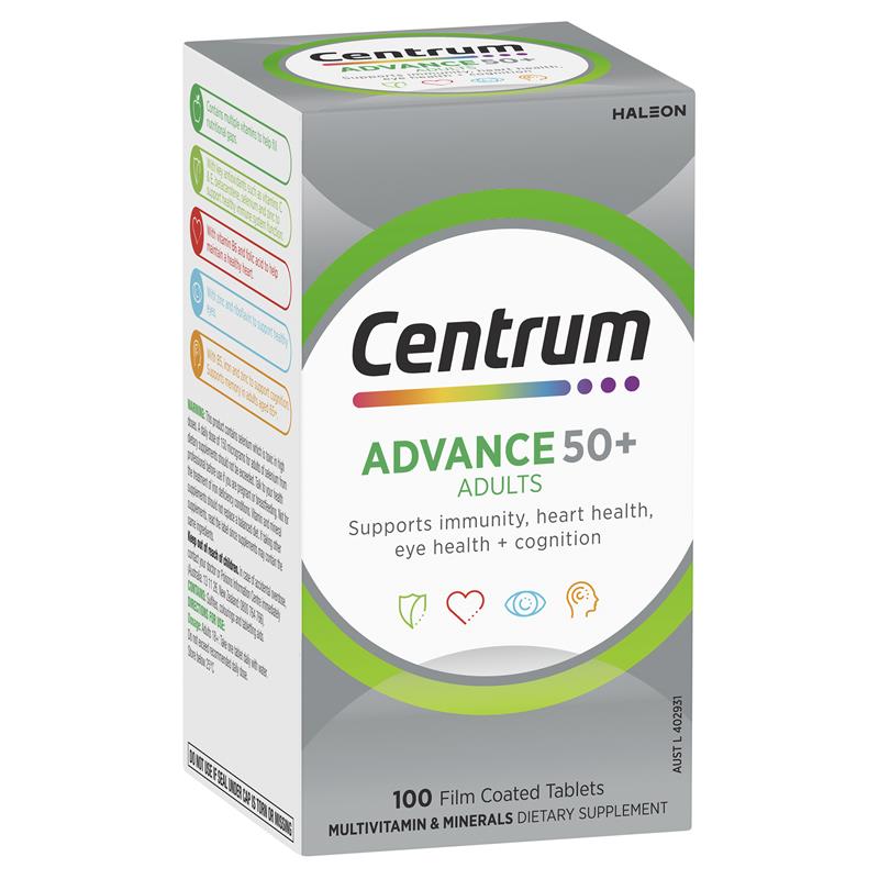 Centrum Advance Vitamins 50+ 100 Tablets-Haleon-Matakana Pharmacy