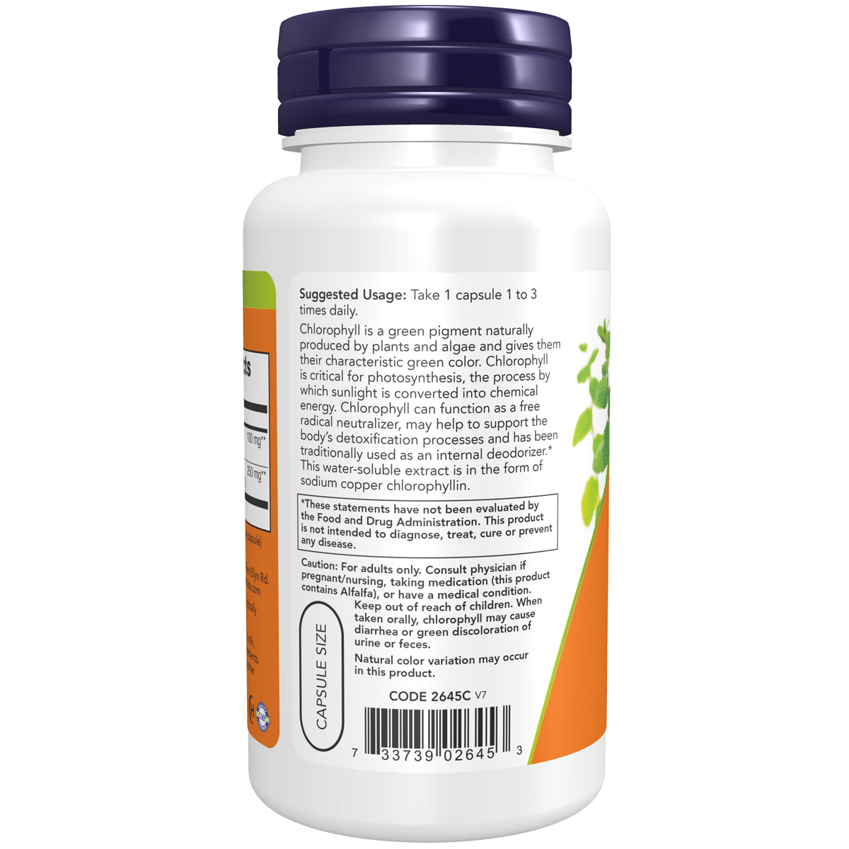 Chlorophyll 100mg 90s-NOW Supplements-Matakana Pharmacy