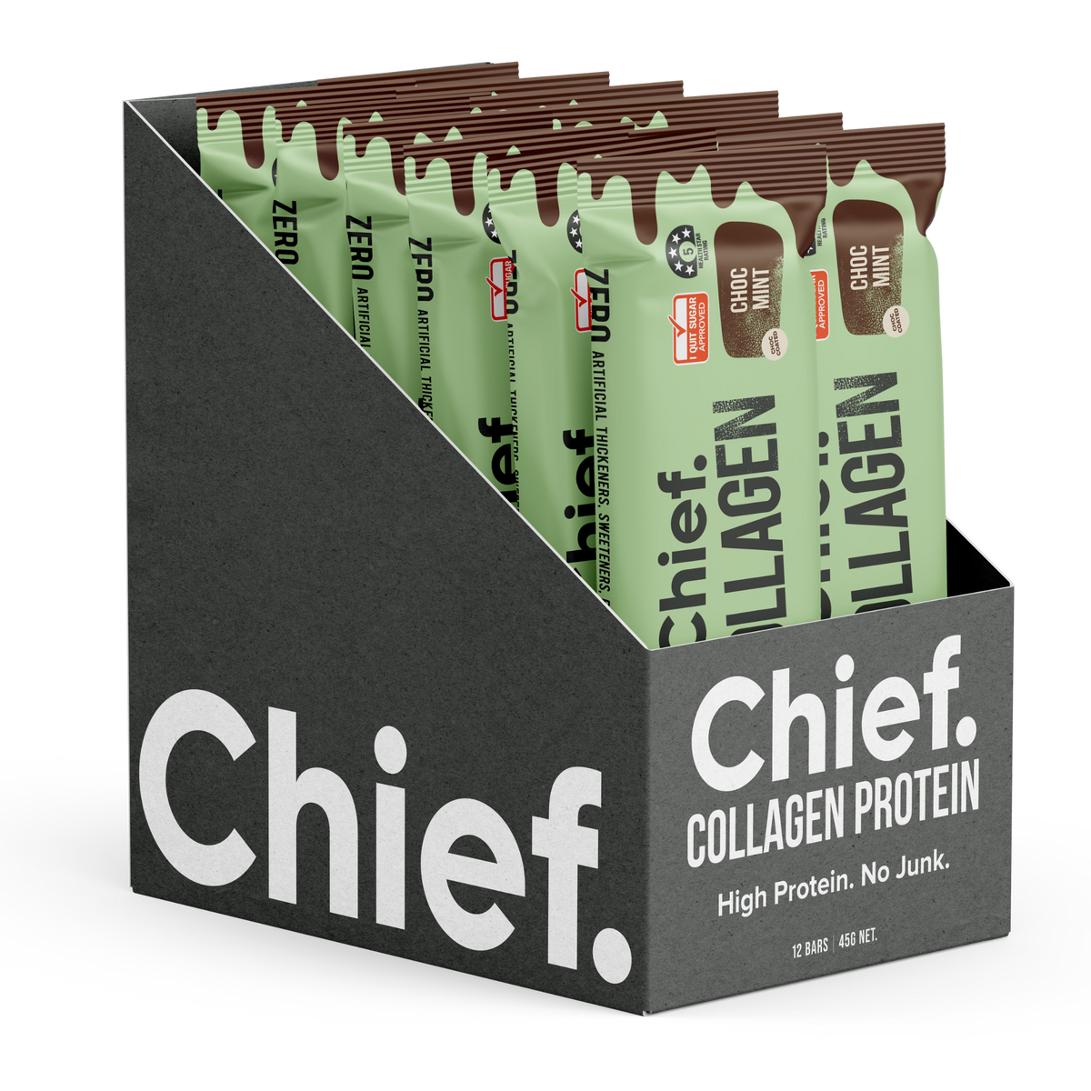 Collagen Protein Bar Choc Mint Box 12 x 45g-Chief-Matakana Pharmacy