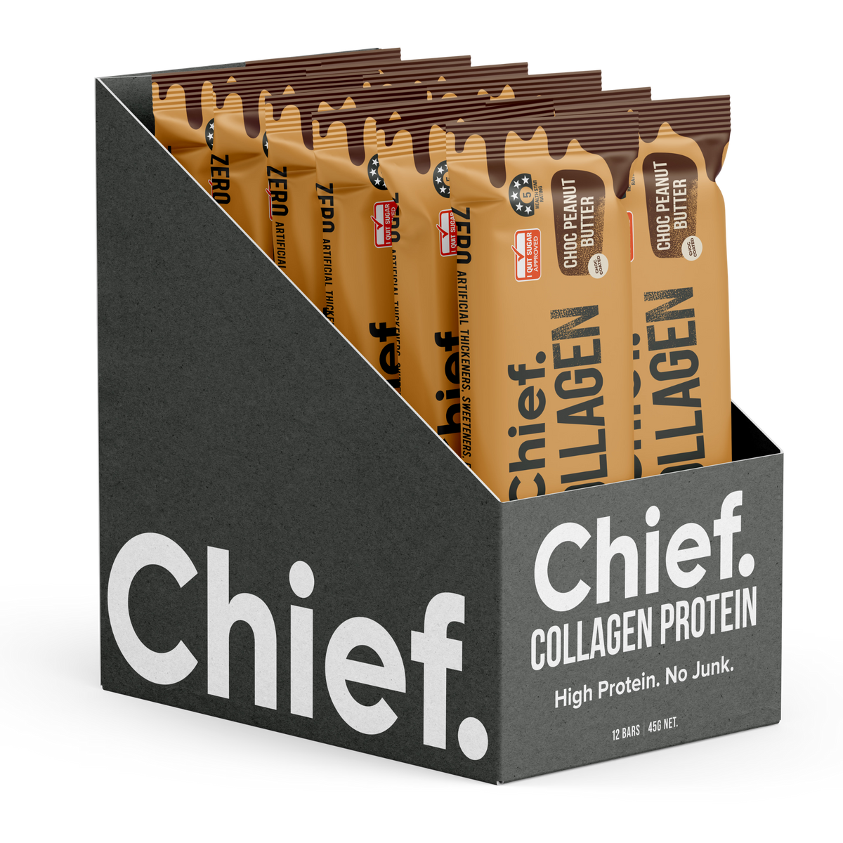 Collagen Protein Bar Choc Peanut Box 12 x 45g-Chief-Matakana Pharmacy
