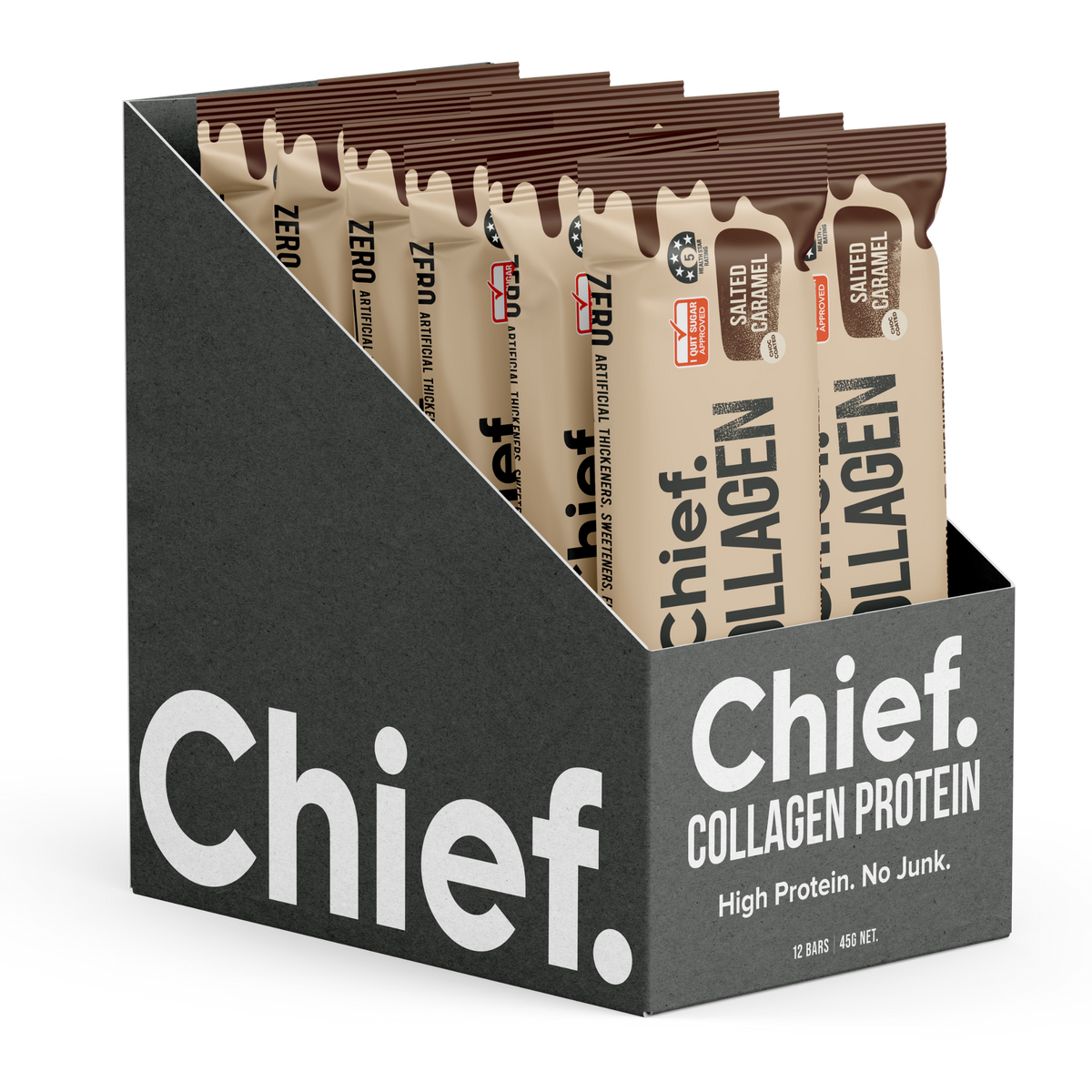 Collagen Protein Bar Choc Salted Caramel Box 12 x 45g-Chief-Matakana Pharmacy
