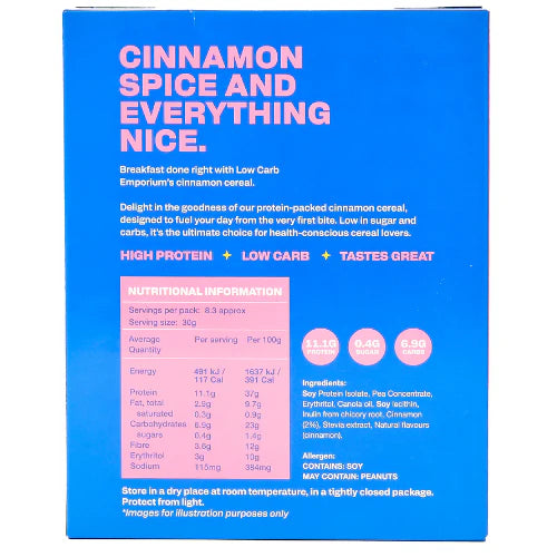 Protein Cereal Cinnamon 250g-Low Carb Emporium-Matakana Pharmacy