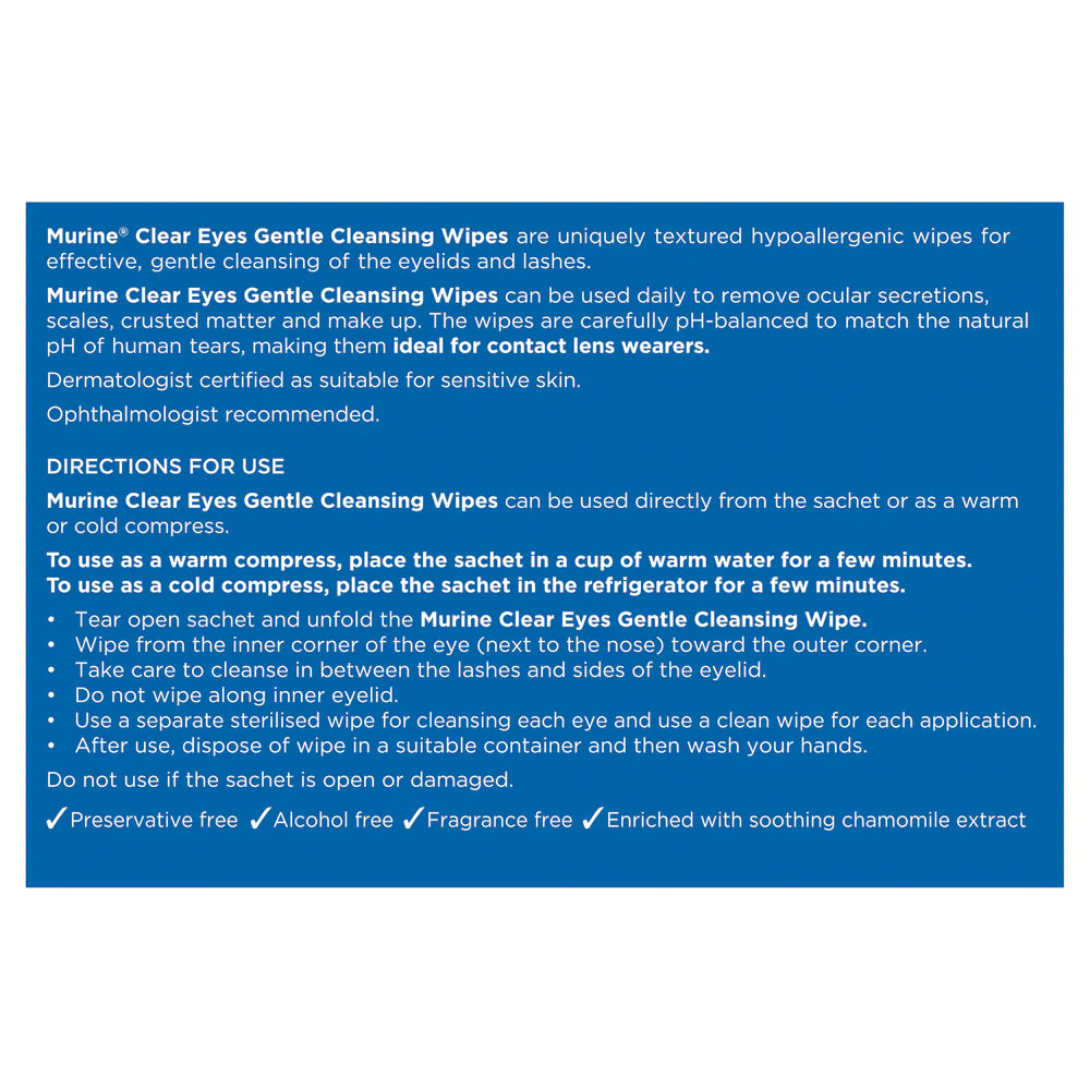 Image of the side of the box for Clear Eyes Wipes 30pk