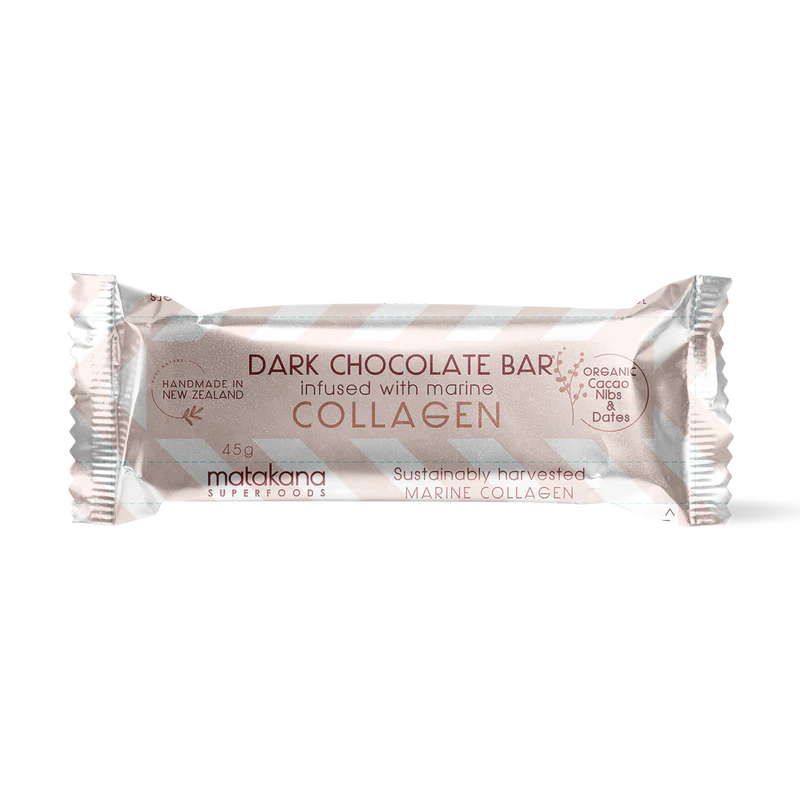 Image of Collagen Dark Chocolate Beauty Bar in wrapper