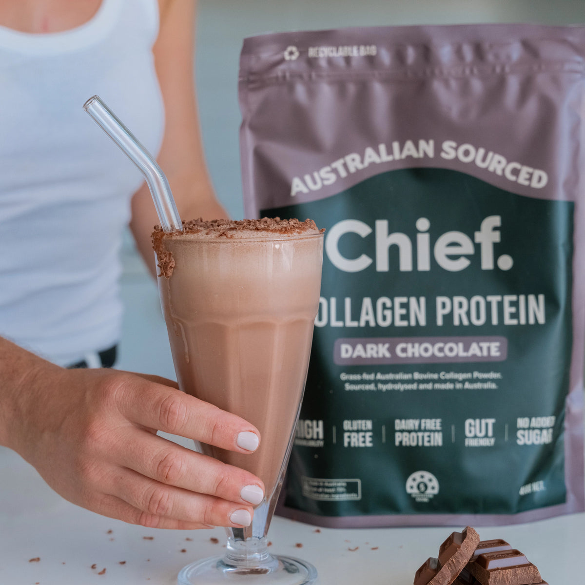 Collagen Protein Dark Chocolate Powder 450g-Chief-Matakana Pharmacy