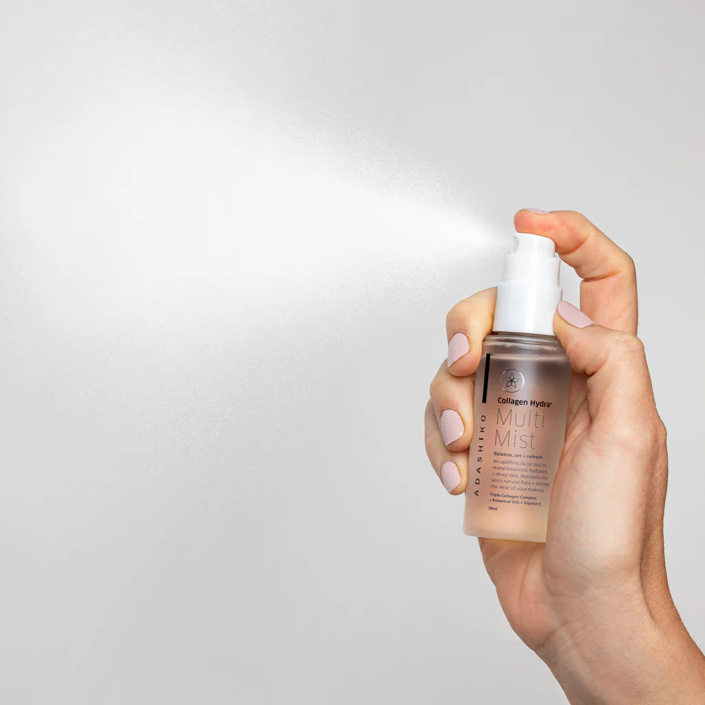 Image showing Collagen Hydra Multi Mist 50ml fine mist spray into the air