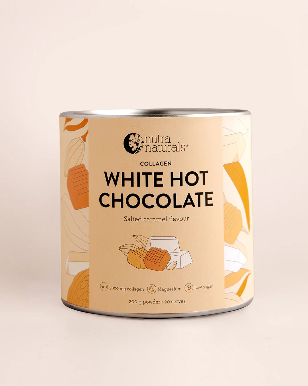 Collagen White Hot Chocolate Salted Caramel 200g-Nutra Organics-Matakana Pharmacy