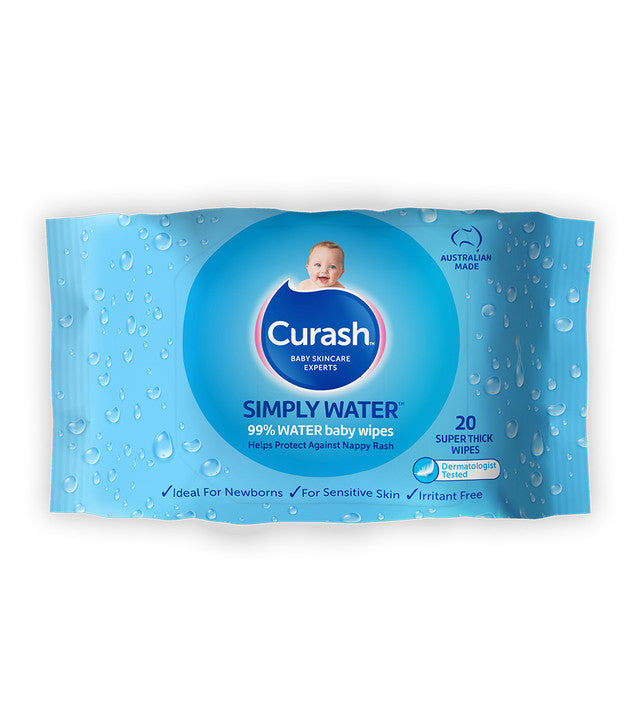 CURASH Water Wipes Travel 20pk-Matakana Pharmacy