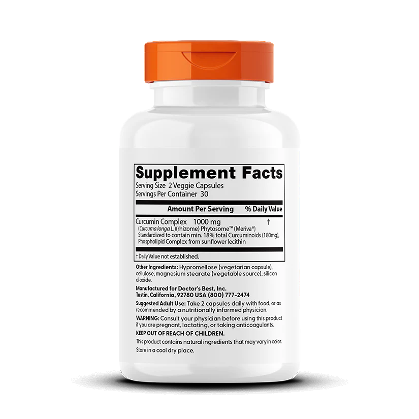 Curcumin Phytosome with Meriva 60 Capsules-Doctor's Best-Matakana Pharmacy