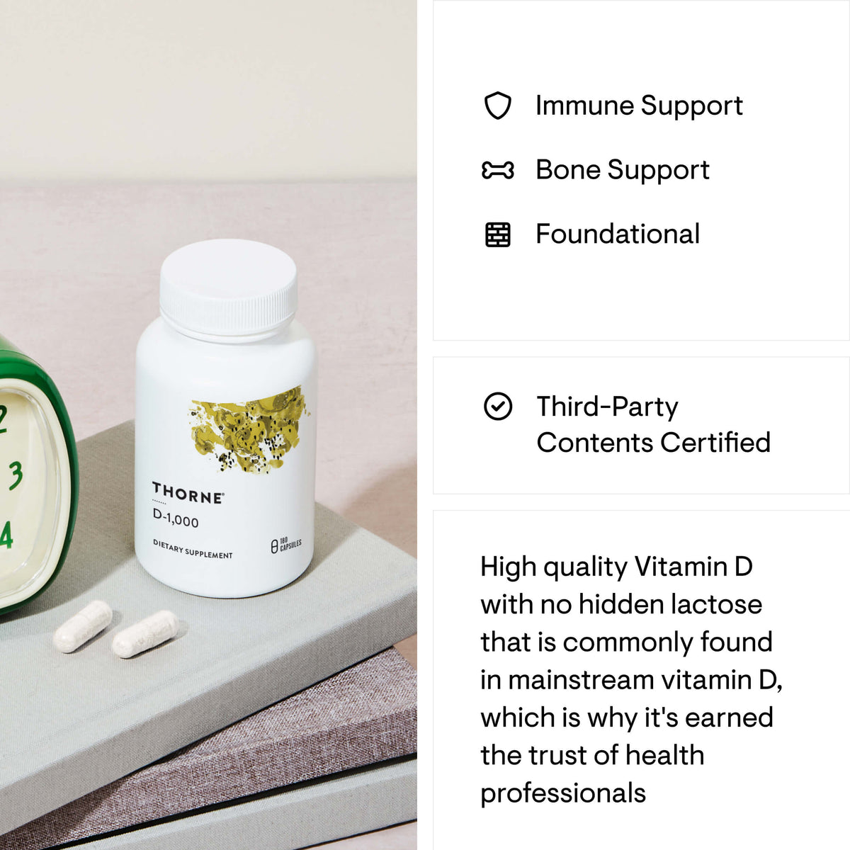 D-1000 Vitamin D3 180 Capsules | THORNE-Thorne-Matakana Pharmacy