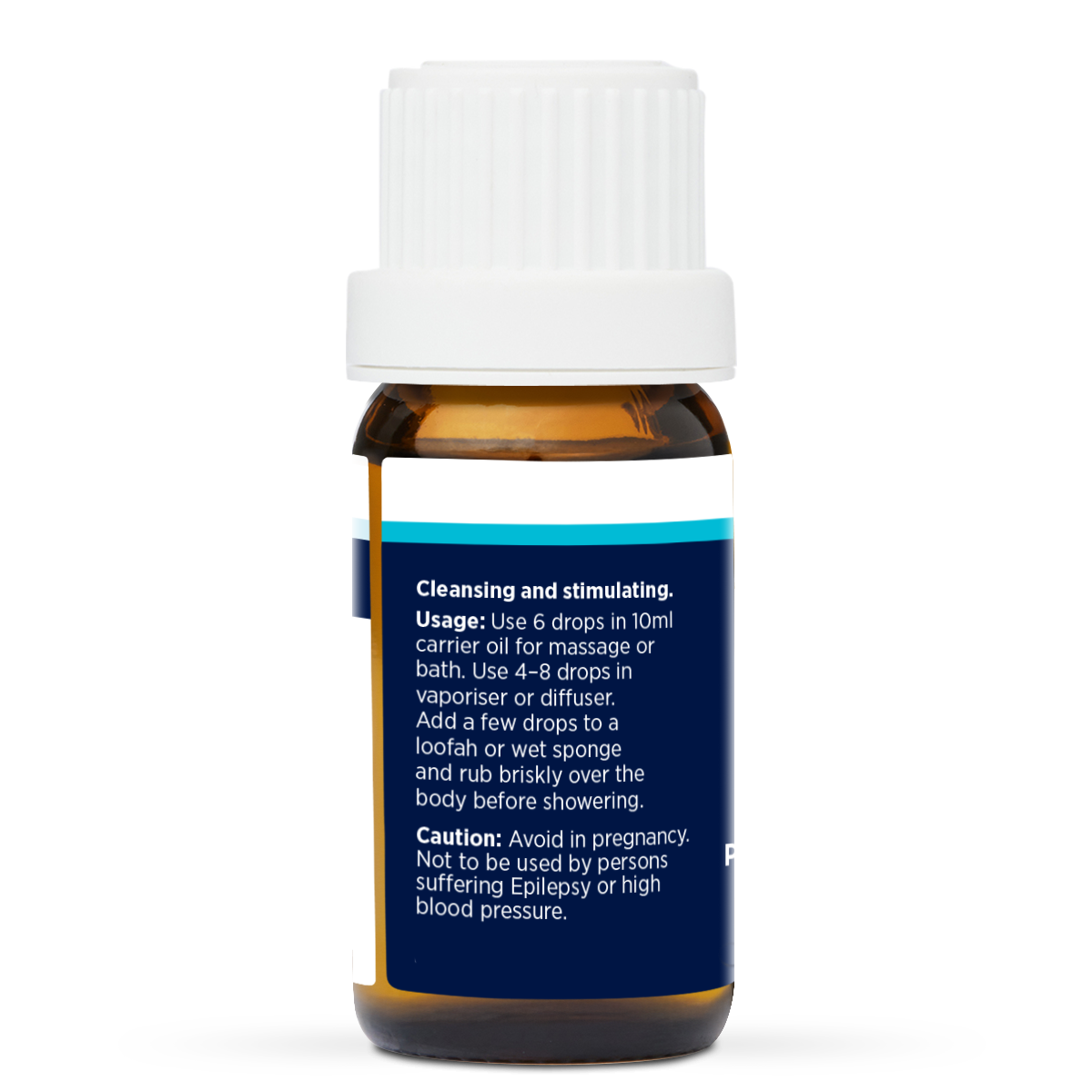 Toxin Cleanser Pure Essential Oil Blend 10ml, side of the bottle listing the oils in the blend
