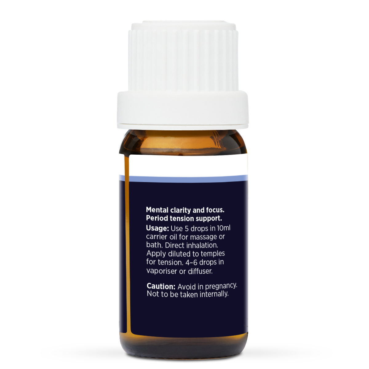 Basil Pure Essential Oil 10ml, side of the bottle showing the botanical name and directions