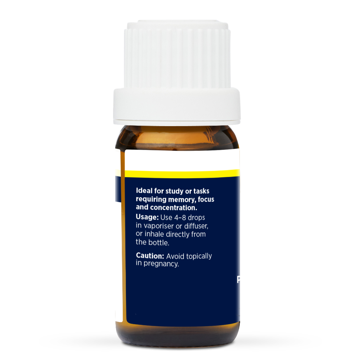 Clarifying & Stimulating Pure Essential Oil Blend 10ml, side of the bottle listing the oils in the blend
